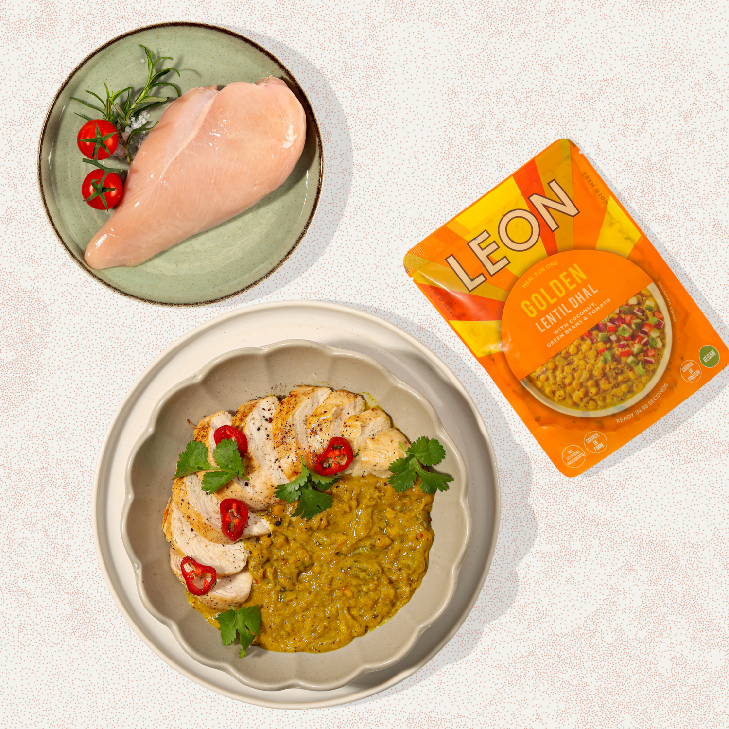 LEON Golden Lentil Dahl + Chicken Breast Fillet (Meal Kit)
